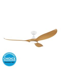 Noosa DC Ceiling Fan with CCT LED Dimmable Light and Remote in Bamboo/White 60"