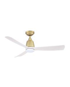 Kute 44″ 3 Blade DC Ceiling Fan Satin Brass White with 14W Dimmable LED Light