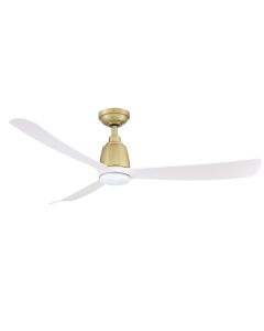 Kute 52″ 3 Blade DC Ceiling Fan Satin Brass White with 14W Dimmable LED Light