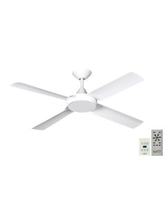 New Image DC Ceiling Fan with CCT Led Light, Remote and Wall Control in White 52"