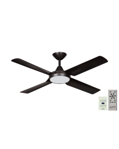ew Image DC Ceiling Fan with CCT Led Light, Remote and Wall Control in Black 52"
