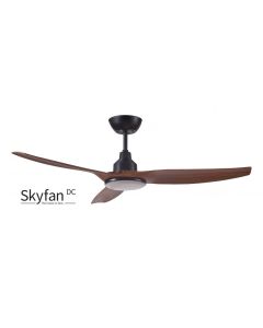 Skyfan DC Ceiling Fan with Remote and 5 step dimmable 20 watt light - Teak 52″