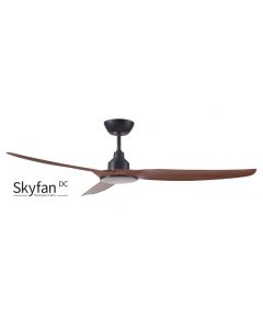 Skyfan DC Ceiling Fan with Remote and 5 step dimmable 20 watt light - Teak 60″